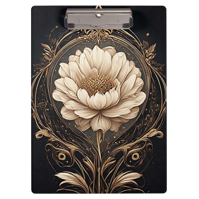 Elegant Floral Design Featuring Ornate Patterns Clipboard (Front)