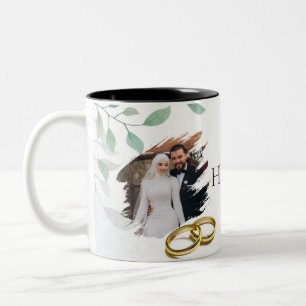 Elegant Floral Design for Bridesmaid Gifts Two-Tone Coffee Mug