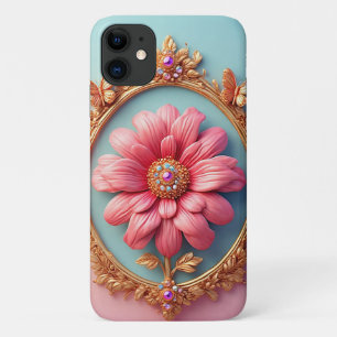 Elegant Floral Design in a Golden Frame iPhone 11 Case
