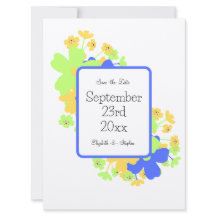 Elegant floral design in blue green yellow