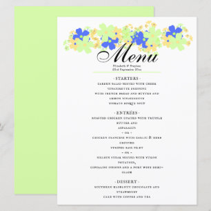 Elegant floral design in green yellow blue menu