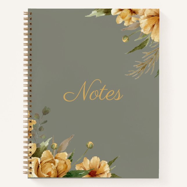 Elegant Floral Design Journal Spiral Notebook (Front)