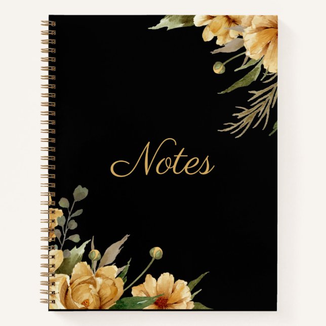 Elegant Floral Design Journal Spiral Notebook (Front)