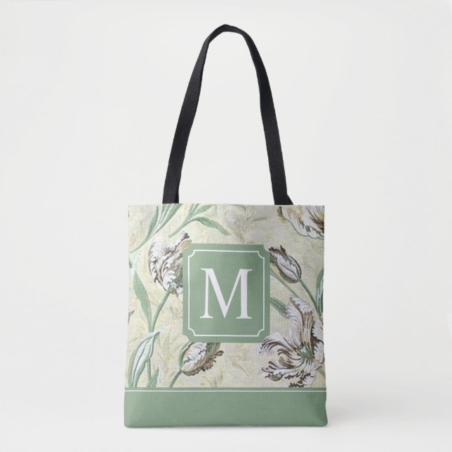 Elegant Floral Design Monogram | Tote Bag (Front)