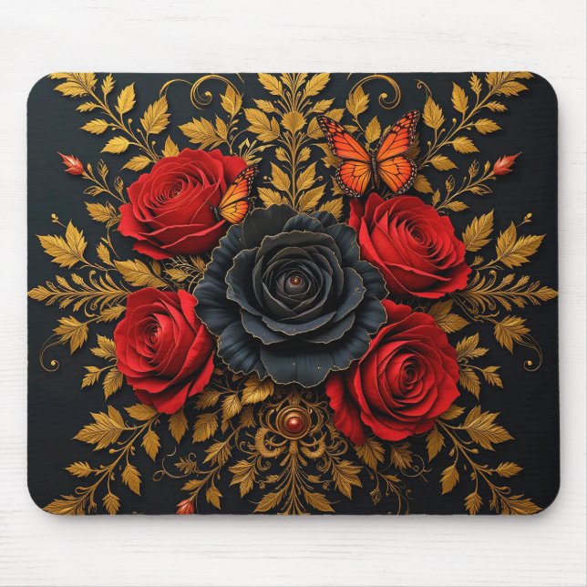 Elegant Floral Design Mouse Mat (Front)