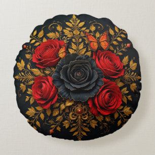 Elegant Floral Design Round Cushion