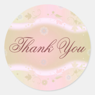 Elegant Floral Design Round Thank You Sticker P