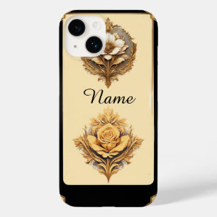Elegant Floral Design with Ornate Golden Flowets Case-Mate iPhone 14 Case
