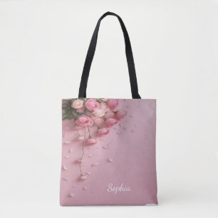 Elegant Floral Design with Soft Pastel Pink Tote Bag
