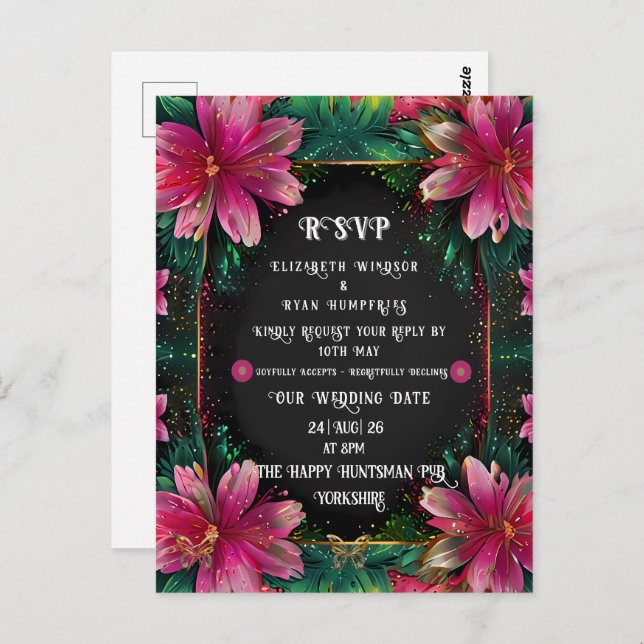 Elegant floral design with vibrant colours postcard (Front/Back)