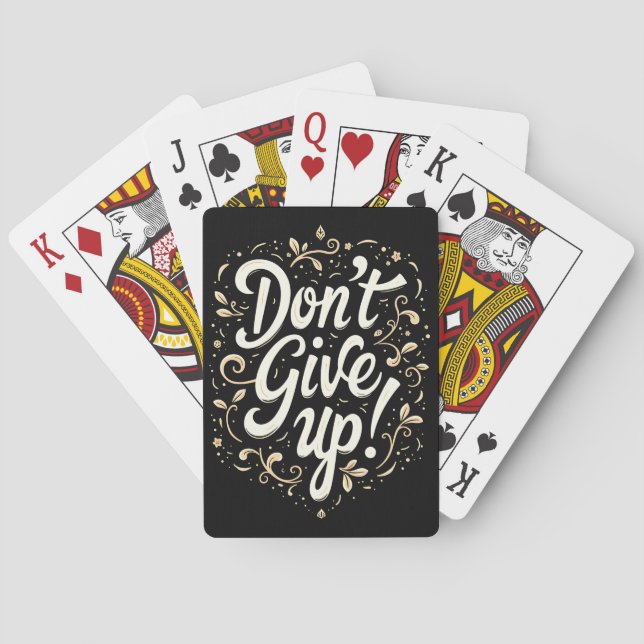 Elegant Floral "Don't Give Up!" Motivational Playing Cards (Back)