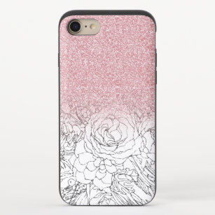 Elegant Floral Doodles Pink Gradient Glitter Image iPhone 8/7 Slider Case