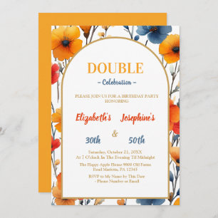 Elegant  Floral double joint birthday party Invitation