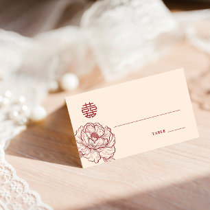 Elegant Floral Double Xi Seating Table Place Card