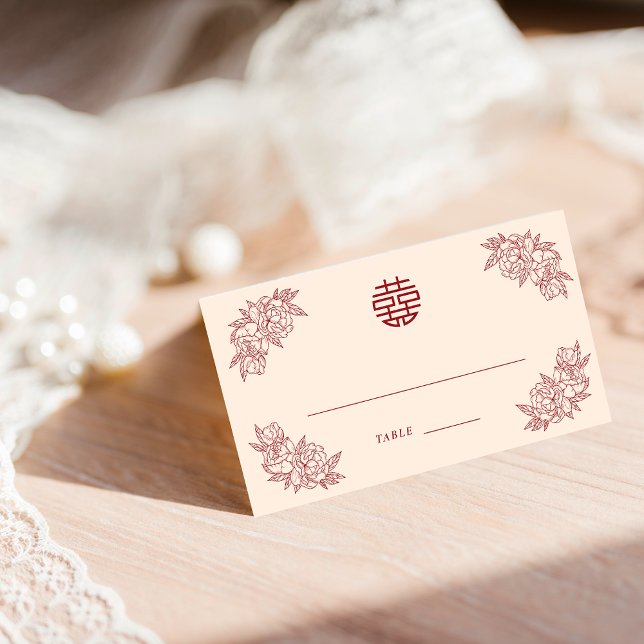 Elegant Floral Double Xi Seating Table Place Card (Elegant Floral Double Xi Seating Table Place Card)