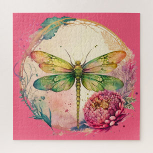 Elegant Floral Dragonfly Dragonfly Gift Jigsaw Puzzle