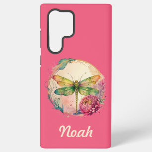 Elegant Floral Dragonfly w/ Custom Name Samsung Galaxy Case