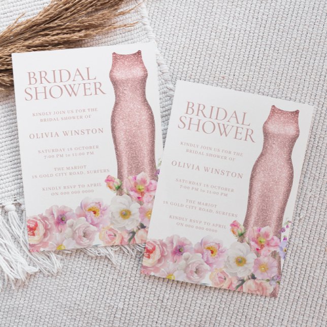 Elegant Floral & Dress Beautiful Bridal Shower Invitation (Creator Uploaded)