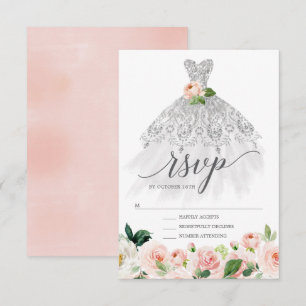 Elegant Floral Dress Quinceanera RSVP Invitation