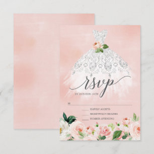 Elegant Floral Dress Quinceanera RSVP Invitation