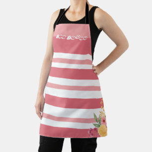 Elegant Floral Dual Name Bridal Shower Apron