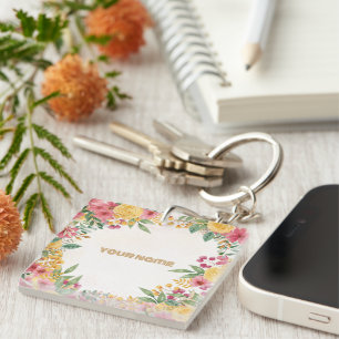 Elegant Floral Dual Name Bridal Shower Invitation Key Ring