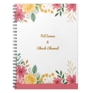 Elegant Floral Dual Name Bridal Shower Invitation Notebook