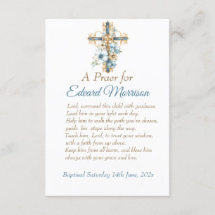 Elegant Floral Dusty Blue Baptism Enclosure Card