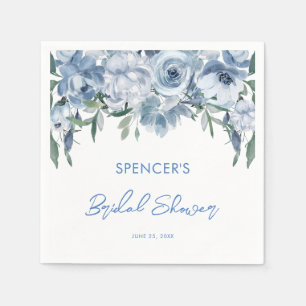 Elegant Floral Dusty Blue Bridal Shower Napkin