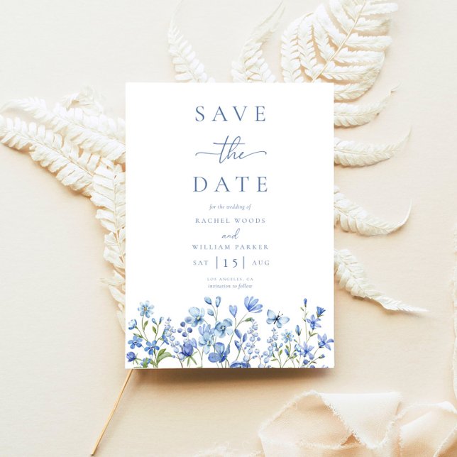 Elegant Floral Dusty Blue Wedding Save The Date (Creator Uploaded)