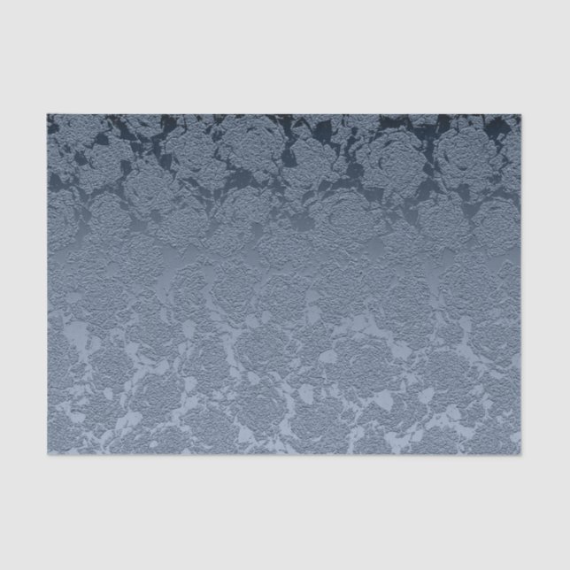 Elegant Floral Dusty Blue White Pattern Tissue Paper (Front)