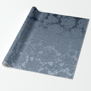 Elegant Floral Dusty Blue White Pattern Wrapping Paper