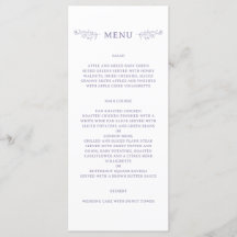 Elegant Floral Dusty Lilac Wedding Menu Card