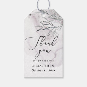 Elegant floral dusty purple wedding thank you gift tags