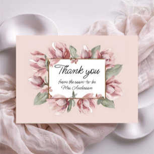 Elegant Floral Dusty Rose Blush Thank You Card