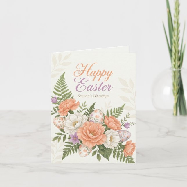 Elegant Floral Easter Blessings Brunch Invitation  (Front)