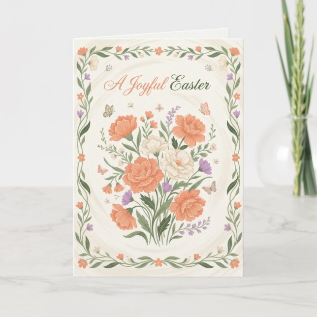 Elegant Floral Easter Blessings Brunch Invitation  (Front)