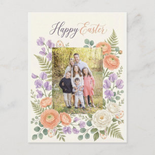 Elegant Floral Easter Blessings Brunch Invitation Postcard
