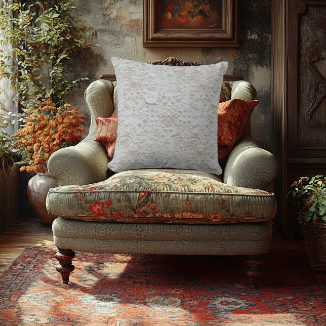 Elegant Floral Embossed Print - Faux Embroidered Cushion (Creator Uploaded)