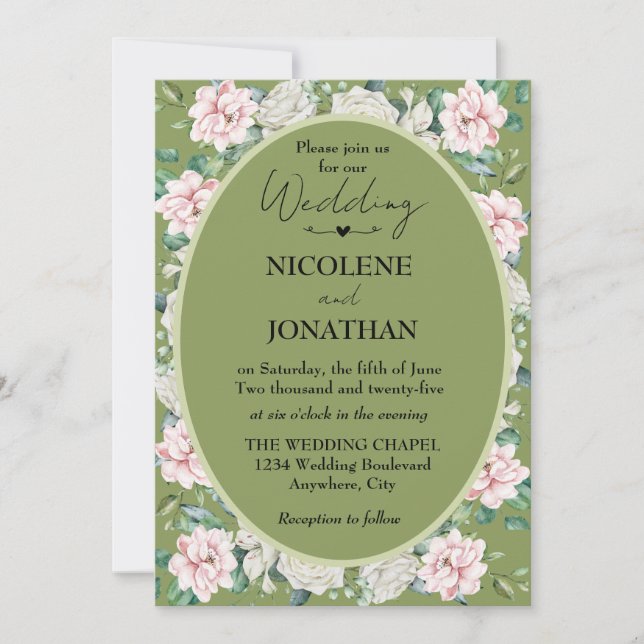 Elegant Floral Embrace Wedding Invitation (Front)