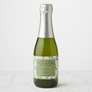Elegant Floral Embrace Wedding Mini Sparkling Wine Label