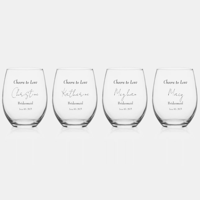 Elegant Floral Embrace Wedding Stemless Wine Glass (Front)