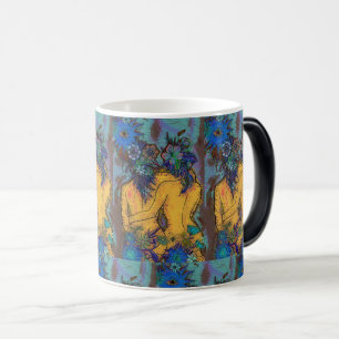 Elegant Floral Embrace with Sun and Eye Art Magic Mug