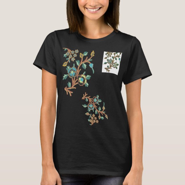 Elegant Floral Embroidery Motifs T-Shirt (Front)