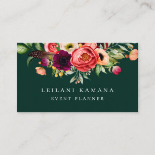 Elegant Floral Emerald Business Card