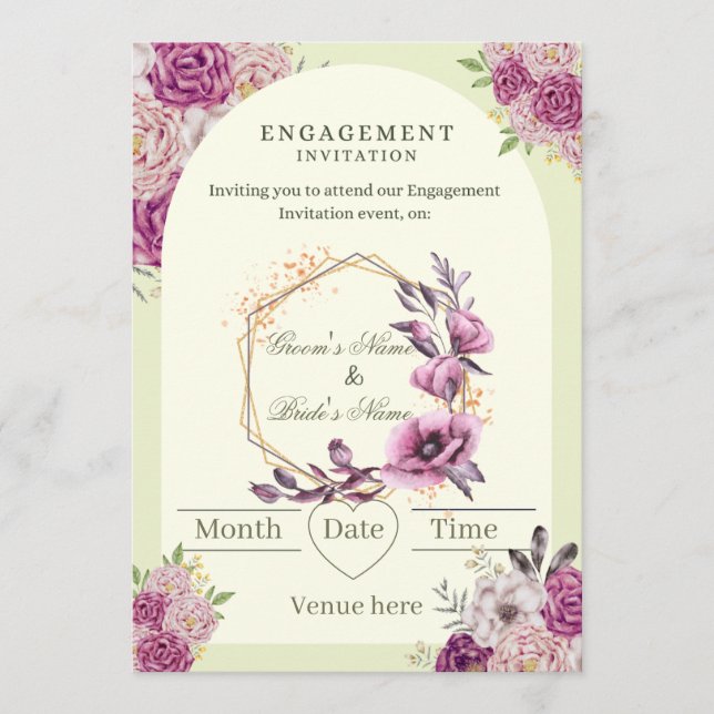 Elegant Floral Engagement Invitation  (Front)
