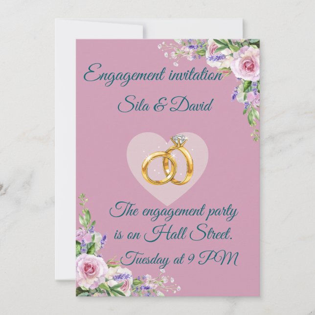 Elegant Floral Engagement Invitation (Front)