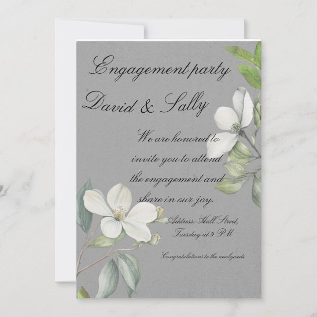 Elegant Floral Engagement Invitation (Front)