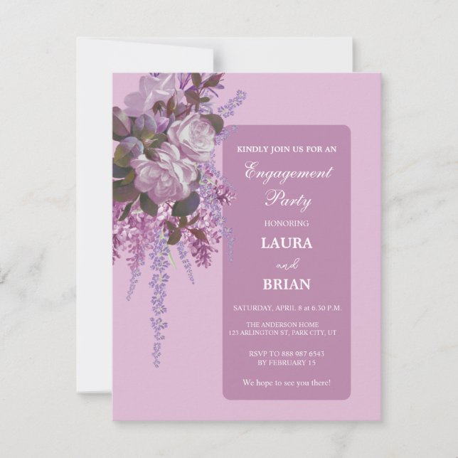 Elegant Floral Engagement Party Invitation (Front)