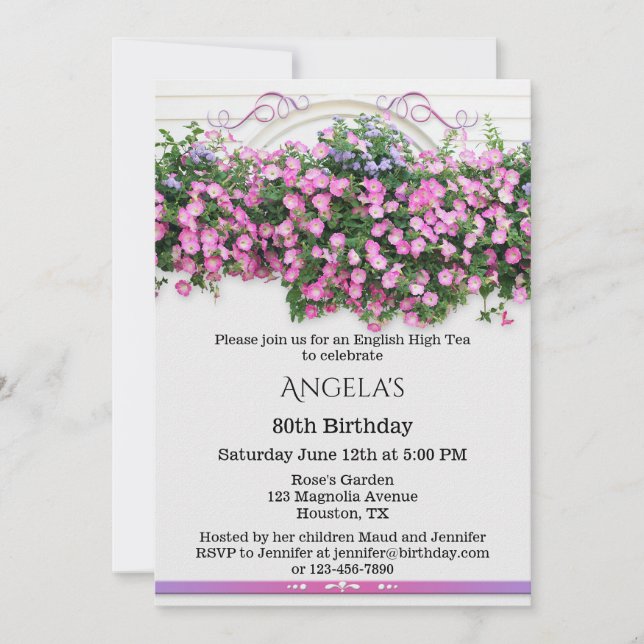 Elegant Floral English Birthday Party Invitation (Front)
